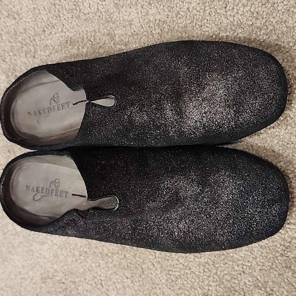 NAKED FEET FONDO HIDDEN WEDGE BALLET FLATS in PEWTER women’s size 9 leather shoe